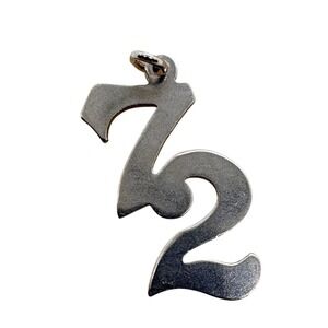 Vintage Sterling Silver‎ Number 72 Charm Gothic Script Pendant 1.15g